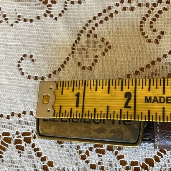 Liz Claiborne Brown Leather Belt with Bronze Buckle - Picture 7 of 11